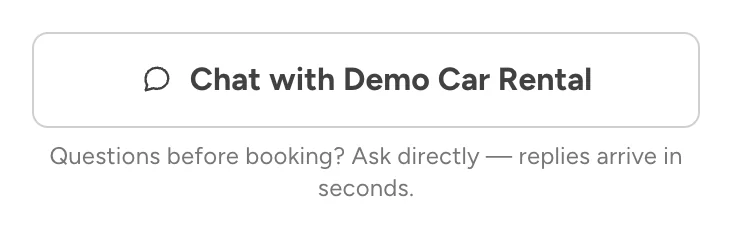 Chat with Demo Car Rental, under the dates