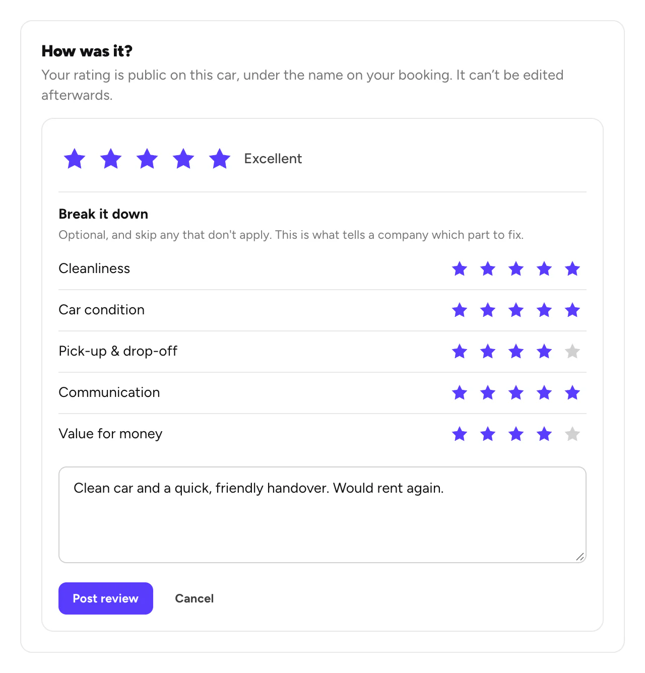 How was it?, with stars, the breakdown and a comment