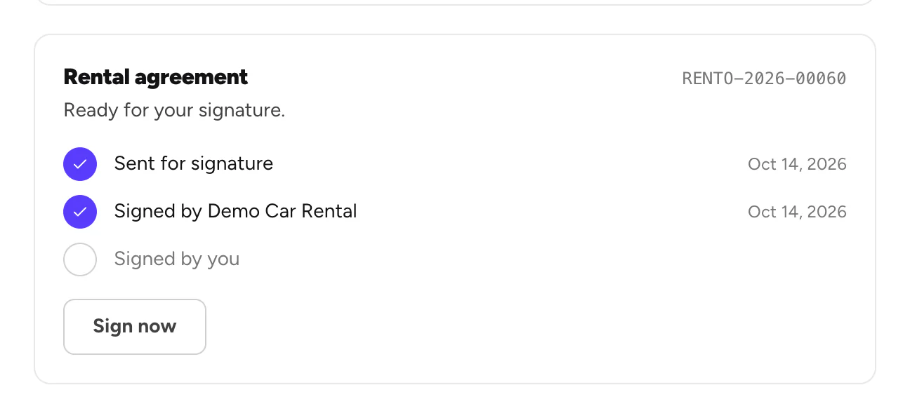 Rental agreement, ready for your signature