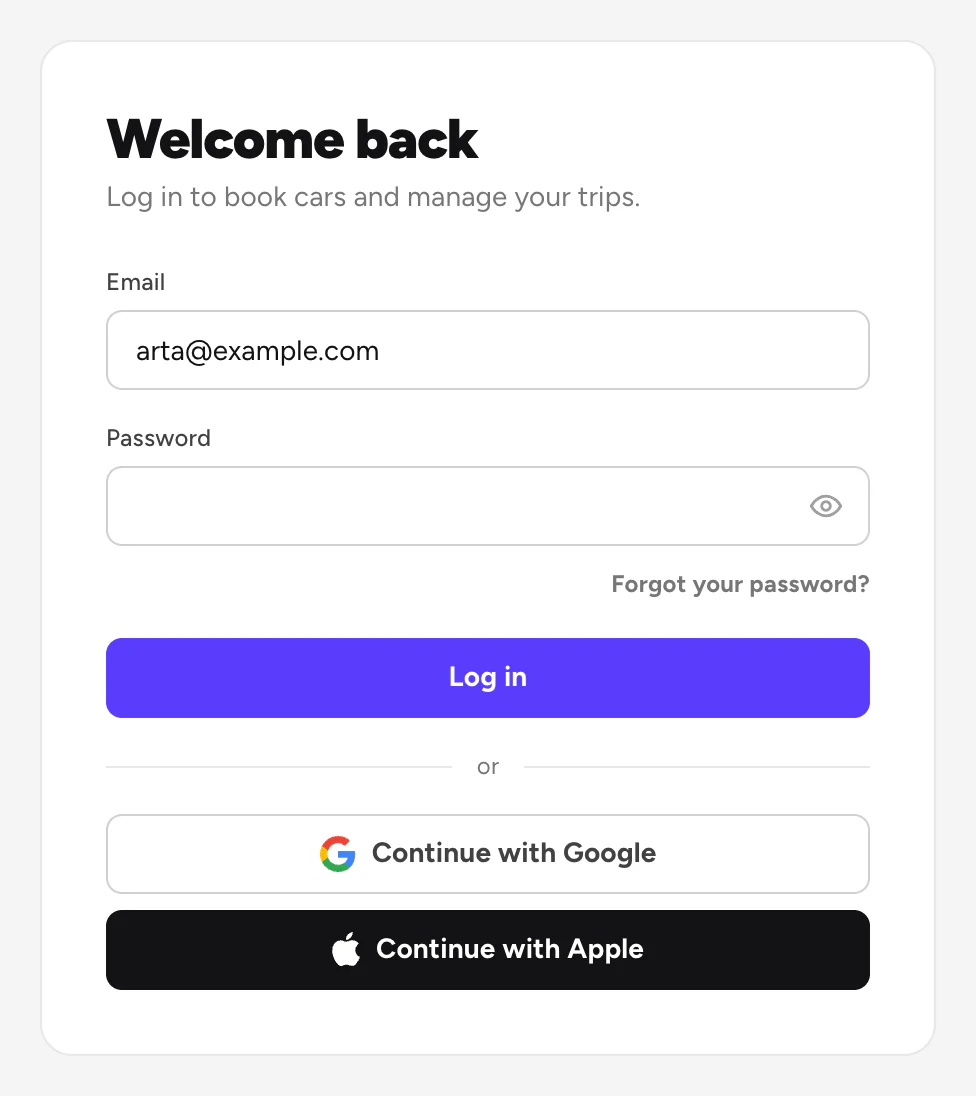 The password step with Log in and Forgot your password?